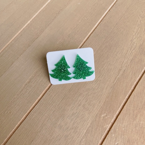 Christmas Tree Earrings Earrings Handmade Earrings Pine Tree Holiday Ear… - Picture 3 of 5